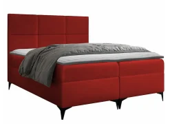Lit continental Baltimore 133, Unique, Rouge, Tissu, Disponible