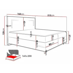 Lit continental Baltimore 173, Double, Marron, Tissu, Disponible