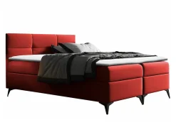 Lit continental Baltimore 134, Double, Rouge, Faux cuir, Disponible