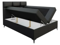 Lit continental Baltimore 134, Double, Rouge, Faux cuir, Disponible