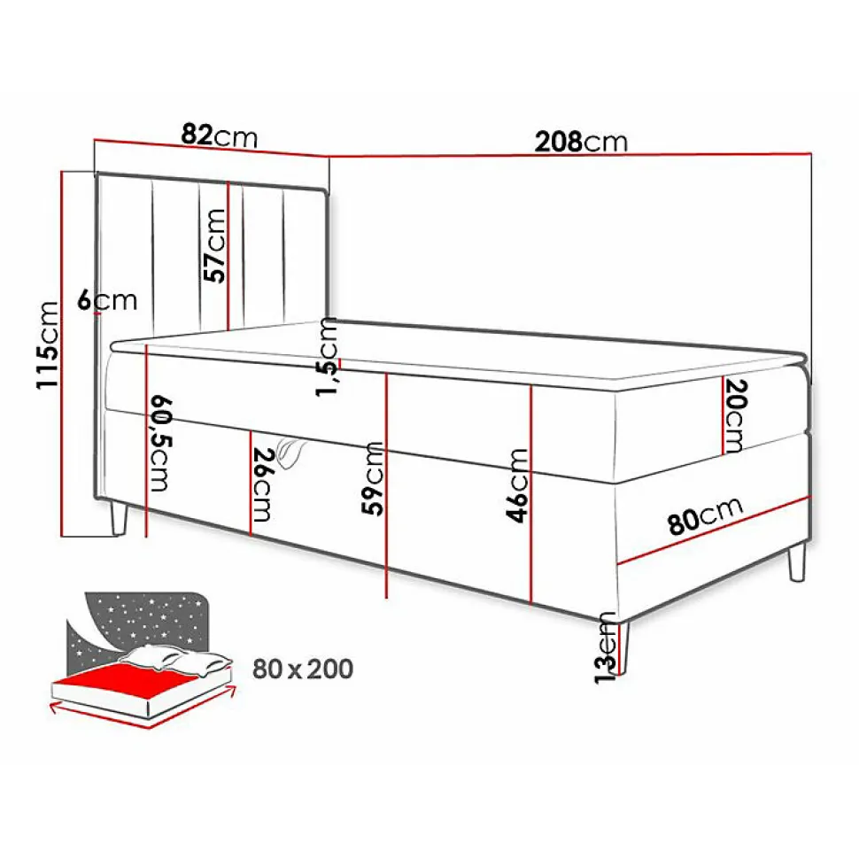 Lit continental Baltimore 170, Unique, Jaune, Faux cuir, Disponible