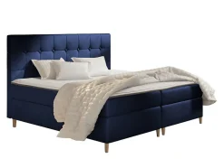 Lit continental Baltimore 130, Unique, Bleu, Tissu, Disponible