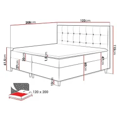 Lit continental Baltimore 130, Unique, Bleu, Tissu, Disponible