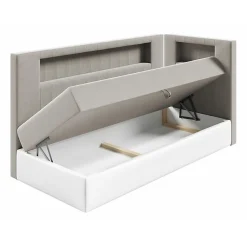 Lit continental Baltimore 172, Unique, Gris, Faux cuir, Disponible