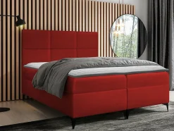 Lit continental Baltimore 133, Double, Rouge, Tissu, Disponible