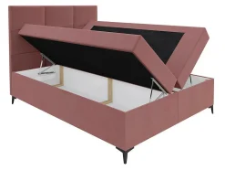 Lit continental Baltimore 133, Double, Rouge, Tissu, Disponible