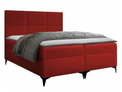 Lit continental Baltimore 133, Double, Rouge, Tissu, Disponible