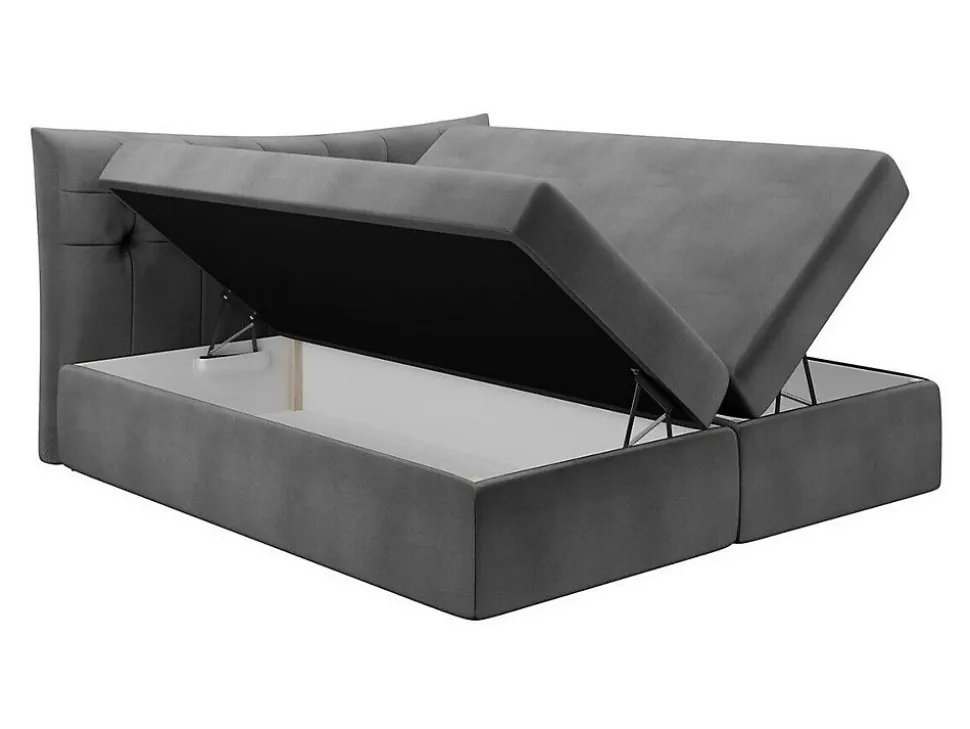 Lit continental Baltimore 157, Double, Brun clair, Tissu, Disponible