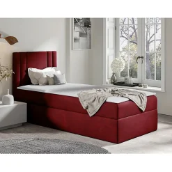 Lit continental Baltimore 179, Unique, Rouge, Tissu, Disponible