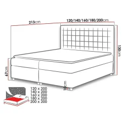 Lit continental Baltimore 115, Double, Blanc, Faux cuir, Disponible