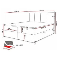 Lit continental Baltimore 147, Double, Rose, Tissu, Disponible