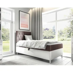 Lit continental Baltimore 171, Unique, Pourpre, Faux cuir, Disponible