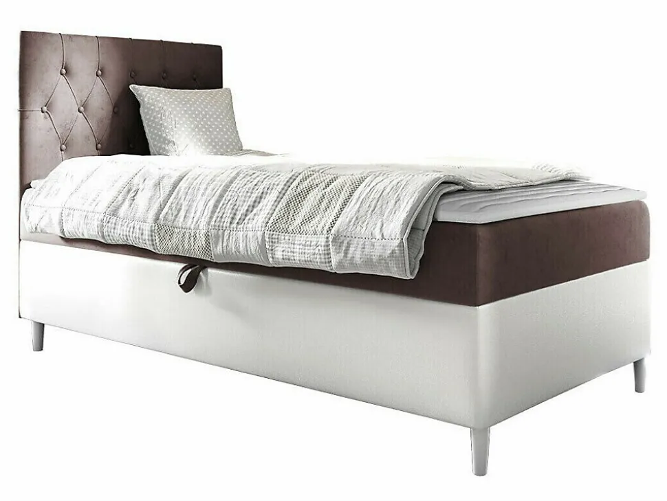 Lit continental Baltimore 171, Unique, Pourpre, Faux cuir, Disponible