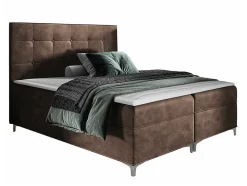 Lit continental Baltimore 185, Double, Marron, Tissu, Disponible