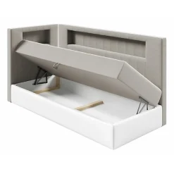 Lit continental Baltimore 172, Unique, Brun clair, Faux cuir