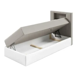 Lit continental Baltimore 169, Unique, Brun clair, Faux cuir