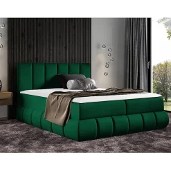 Lit continental Baltimore 152, Double, Vert, Tissu, Disponible