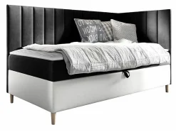 Lit continental Baltimore 164, Unique, Gris, Faux cuir, Disponible