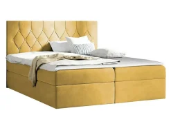 Lit continental Baltimore 159, Double, Jaune, Tissu, Disponible