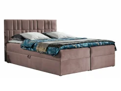 Lit continental Baltimore 143, Double, Rose, Tissu, Disponible