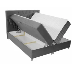 Lit continental Baltimore 175, Double, Bleu, Tissu, Disponible