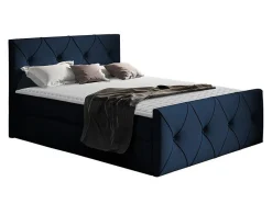 Lit continental Baltimore 150, Double, Bleu, Tissu, Disponible