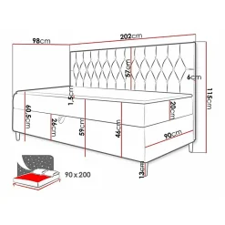 Lit continental Baltimore 166, Unique, Vert, Faux cuir, Disponible