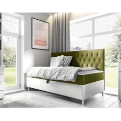 Lit continental Baltimore 166, Unique, Vert, Faux cuir, Disponible