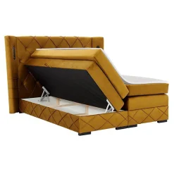 Lit continental Baltimore 187, Double, Brun clair, Tissu, Disponible