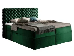Lit continental Baltimore 148, Double, Vert, Tissu, Disponible