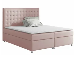 Lit continental Baltimore 115, Double, Rose, Tissu, Disponible