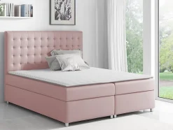 Lit continental Baltimore 115, Double, Rose, Tissu, Disponible