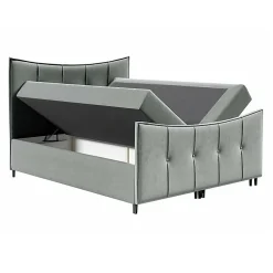 Lit continental Baltimore 177, Double, Marron, Tissu, Disponible