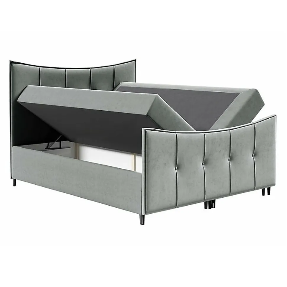 Lit continental Baltimore 177, Double, Marron, Tissu, Disponible