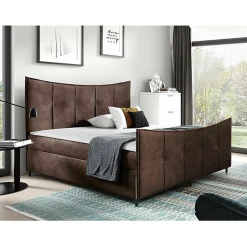 Lit continental Baltimore 177, Double, Marron, Tissu, Disponible