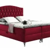 Lit continental Baltimore 142, Double, Rouge, Tissu, Disponible