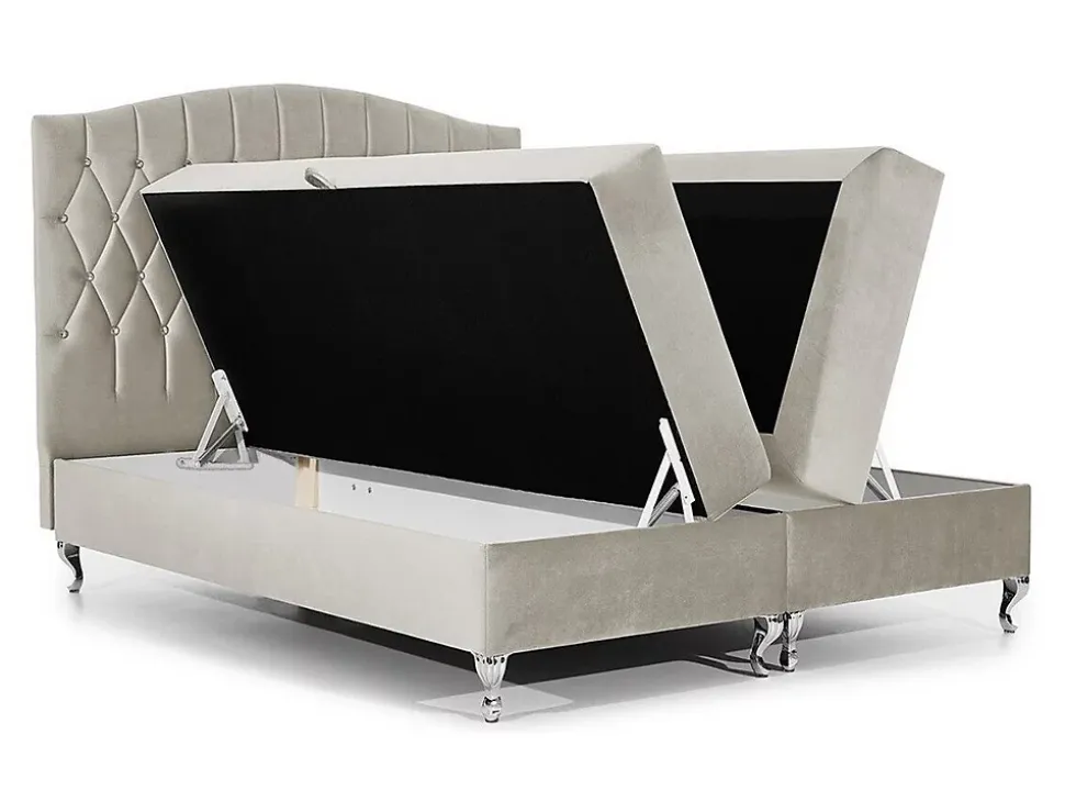 Lit continental Baltimore 142, Double, Rouge, Tissu, Disponible