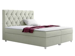Lit continental Baltimore 112, Double, Brun clair, Tissu, Disponible