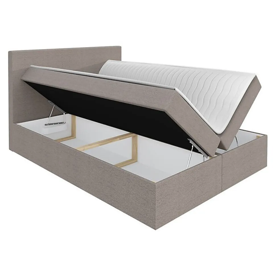 Lit continental Baltimore 163, Double, Noir, Tissu, Disponible