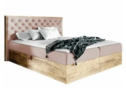 Lit continental Baltimore 182, Unique, Rose, Tissu, Disponible