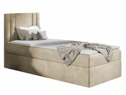 Lit continental Baltimore 179, Unique, Brun clair, Tissu, Disponible