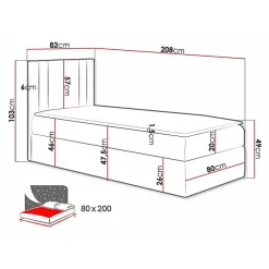 Lit continental Baltimore 179, Unique, Brun clair, Tissu, Disponible