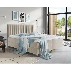 Lit continental ComfiDream 156, Double, Brun clair, Tissu, Disponible