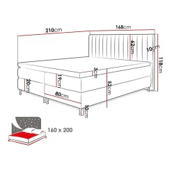 Lit continental ComfiDream 156, Double, Brun clair, Tissu, Disponible