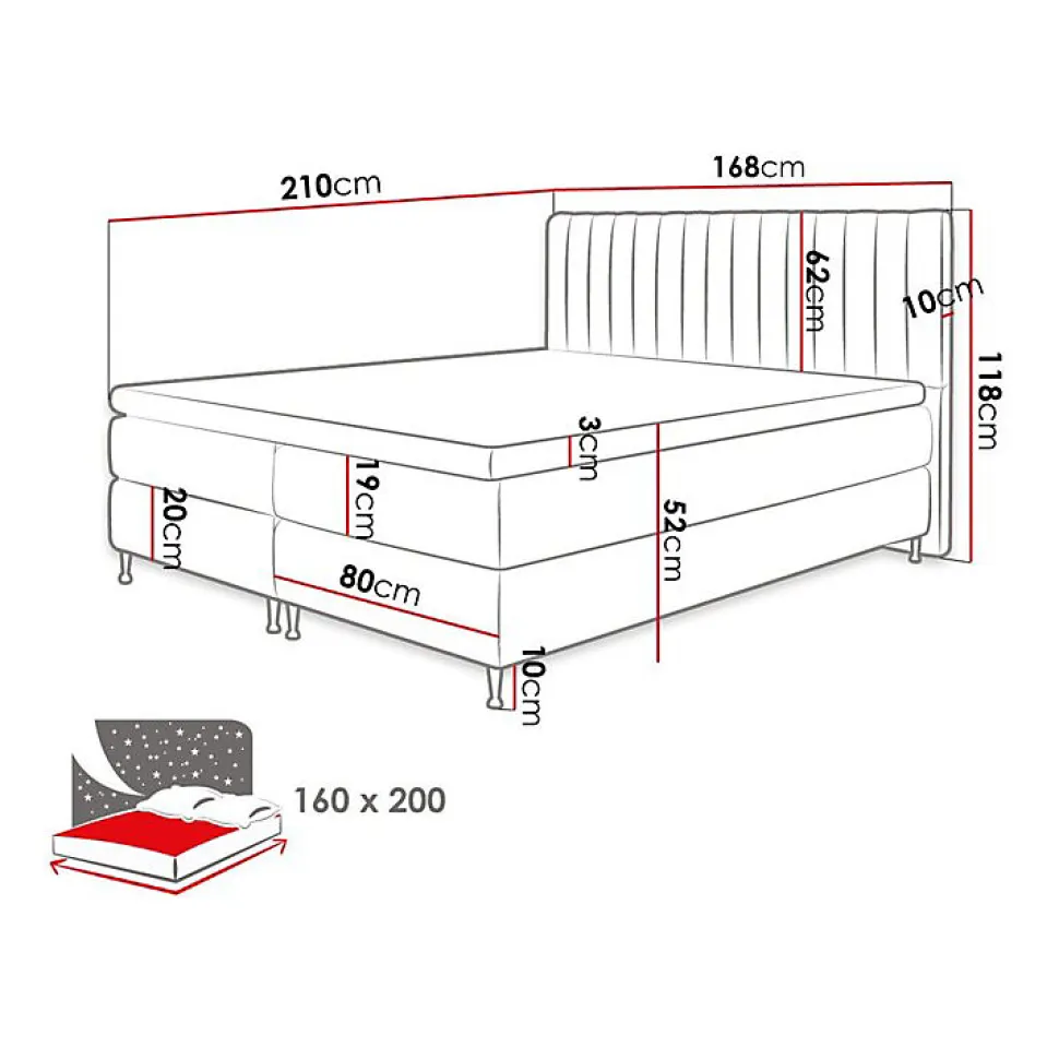 Lit continental ComfiDream 156, Double, Brun clair, Tissu, Disponible