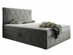 Lit continental Comfivo 225, Double, Gris, Tissu, Disponible