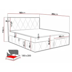 Lit continental Comfivo 225, Double, Gris, Tissu, Disponible