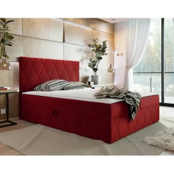 Lit continental Comfivo 225, Double, Rouge, Tissu, Disponible