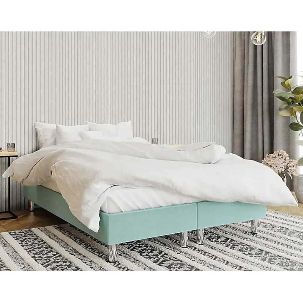 Lit continental Logan 101, Double, Turquoise, Tissu, Disponible