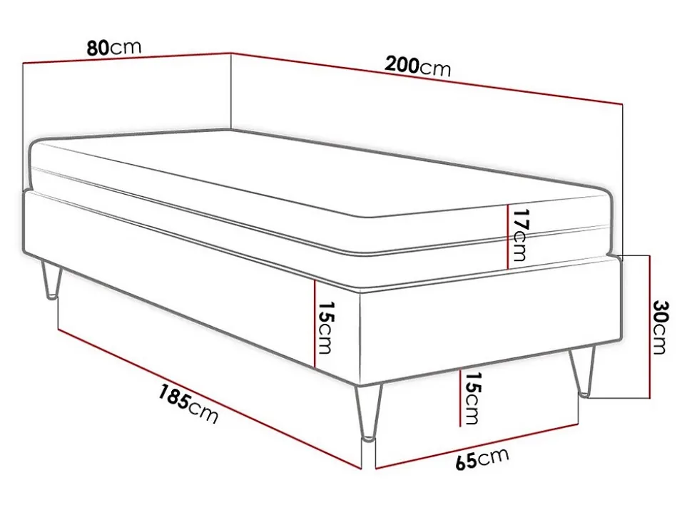 Lit continental Logan 108, Unique, Gris, Tissu, Disponible